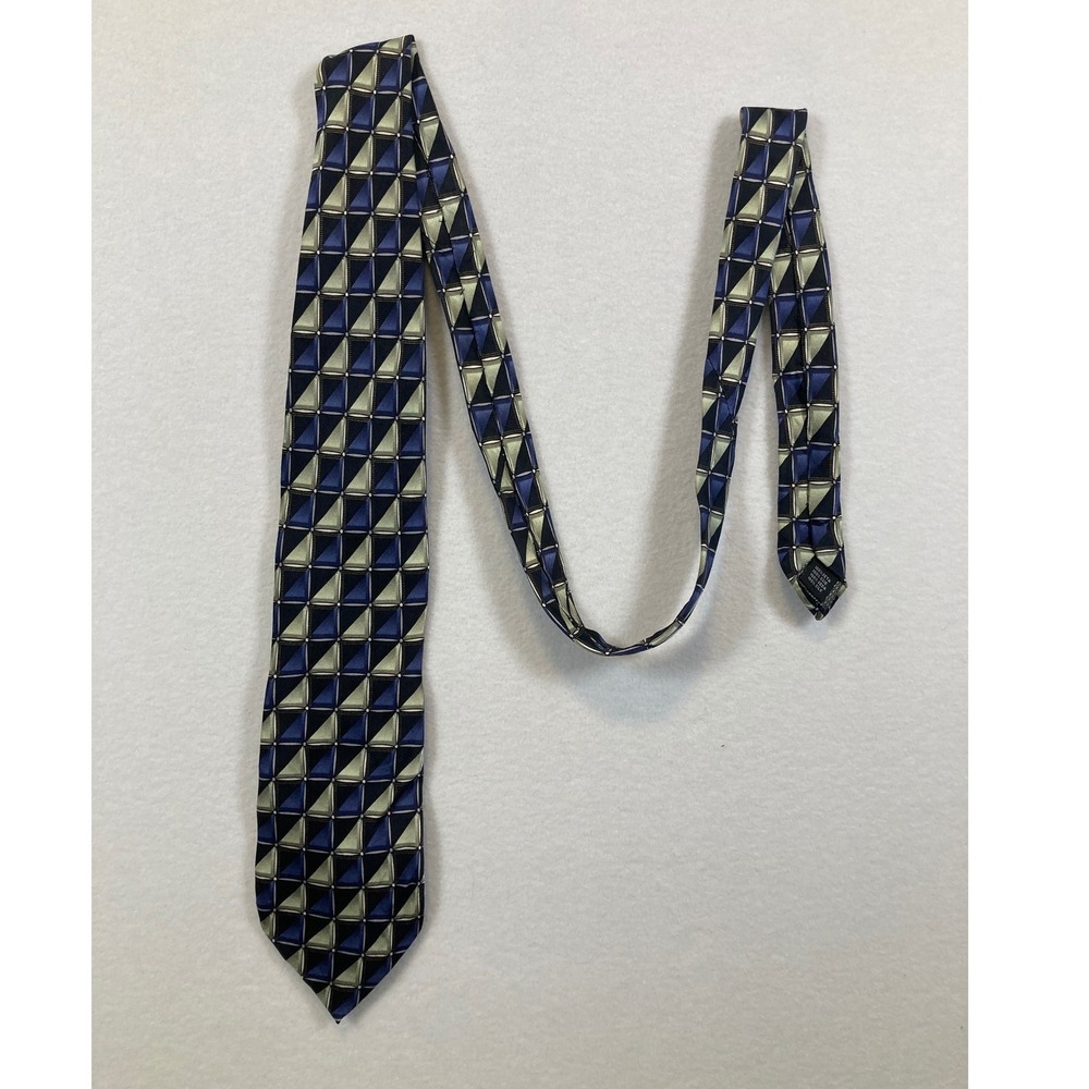 Knightsbridge Silk Tie Mens Blue Green‎ Geometric Mosaic Pattern Necktie 4 Inch